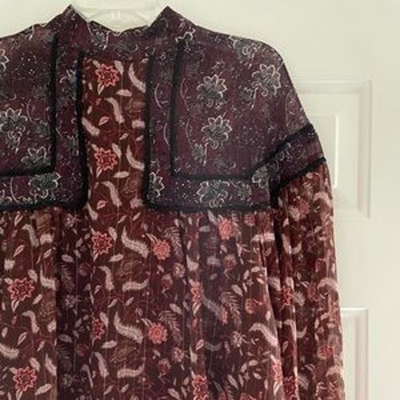 Zara Burgundy Floral Blouse - Picture 5 of 15